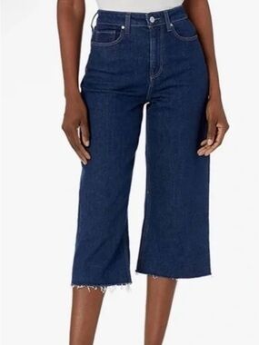 PAIGE  26”Paige Clarice Culotte Raw Wide Leg Flare Raw Hem...